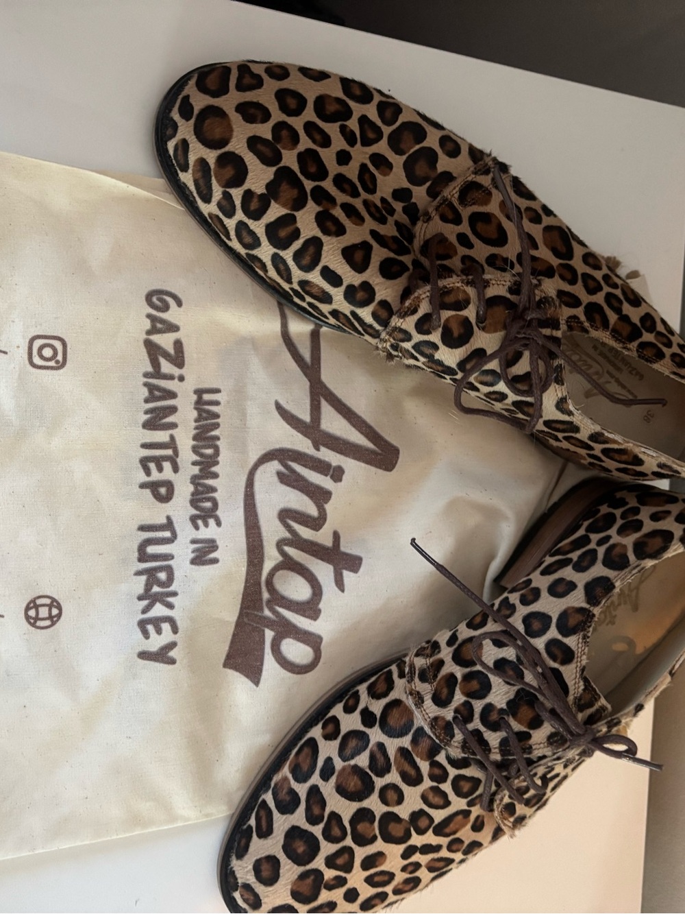 Leopard Print Lace-Up Oxfords - Brown Tan